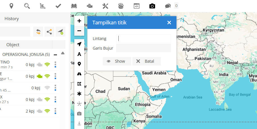 Tampilan Menu Tampilkan Titik